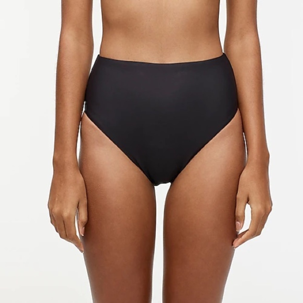 J Crew High-cut waist bikini bottom AV127 black